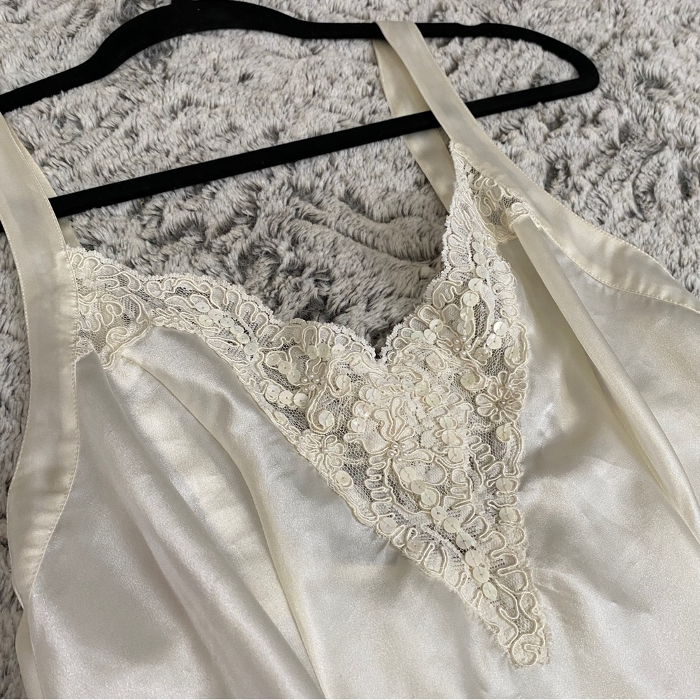 Vintage VS Bridal Lace Ivory Lingerie Wedding Victorias Secret Slip Nightie Robe - Picture 4 of 13